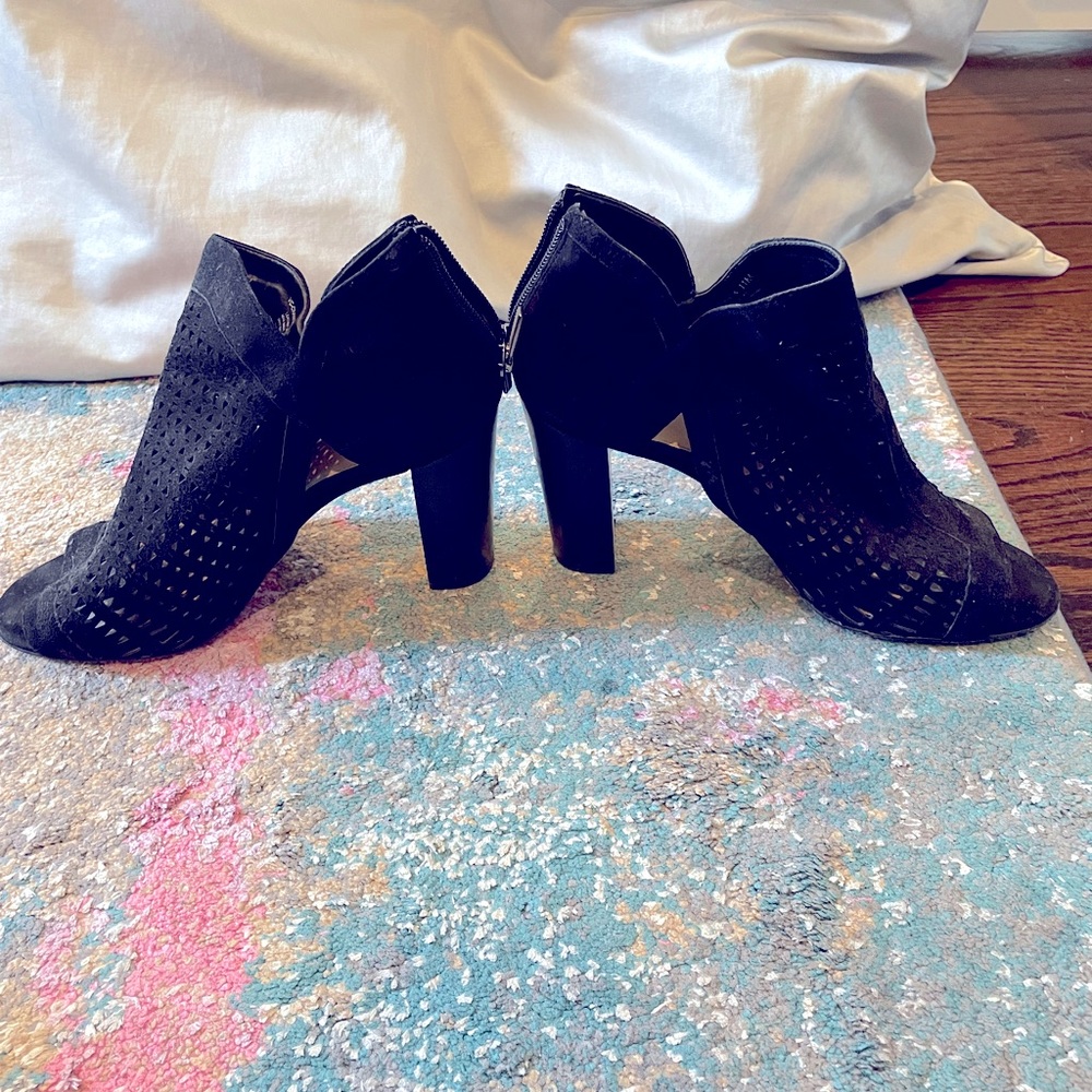 Vince Camuto Suede Open Toe Heels